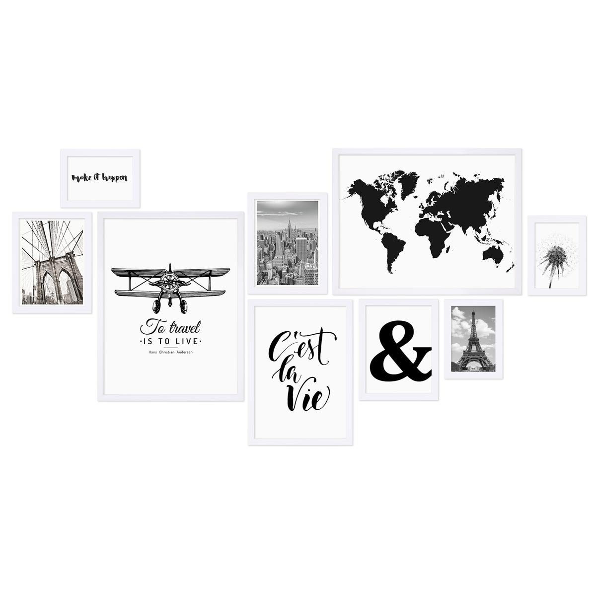 PHOTOLINI Рамки 9er Set Modern Schmal 10x15 bis 30x40 cm