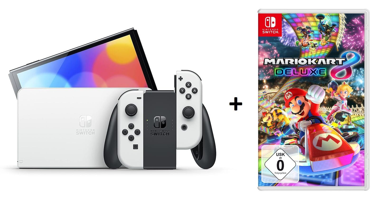 Nintendo Switch Konsole OLED Weiß + Mario Kart 8 Deluxe Spiel