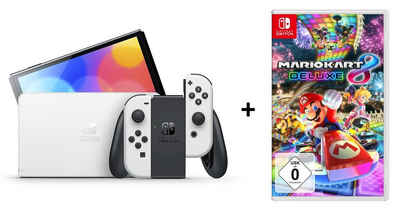 Nintendo Nintendo Switch Konsole OLED Weiß + Mario Kart 8 Deluxe Spiel (Bundle, inkl. Joy-Con), Spielekonsole Handheld
