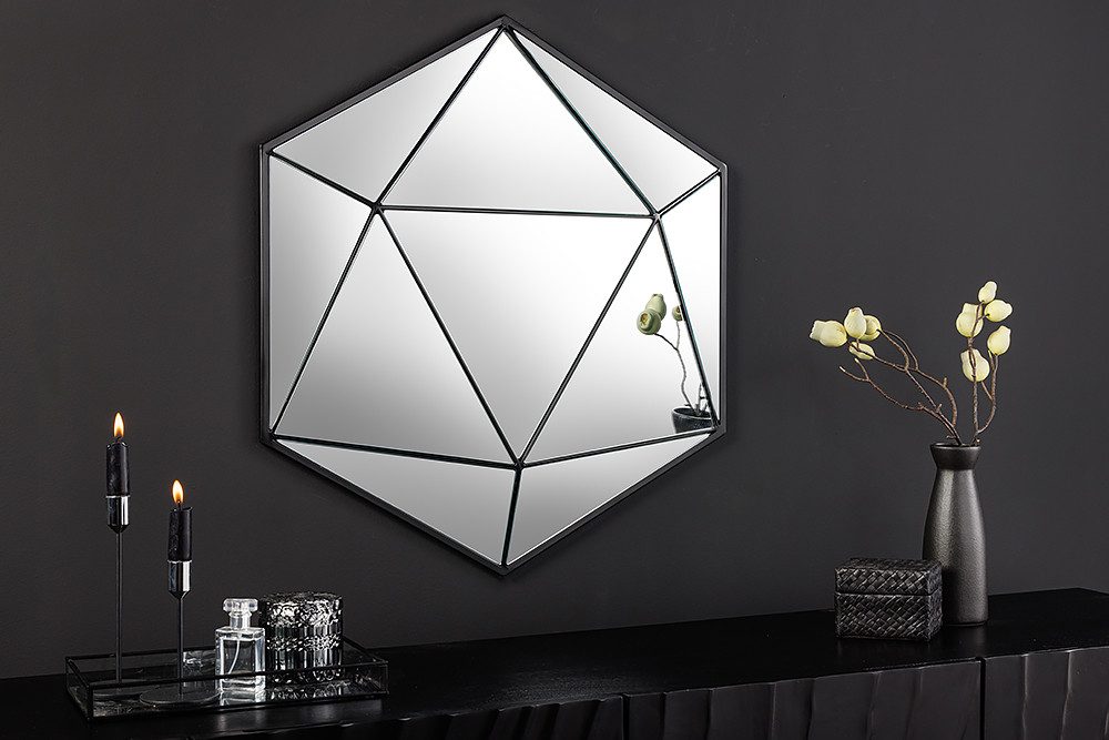 riess-ambiente Dekospiegel DIAMOND 65cm schwarz · Metall · handmade Dekorat günstig online kaufen