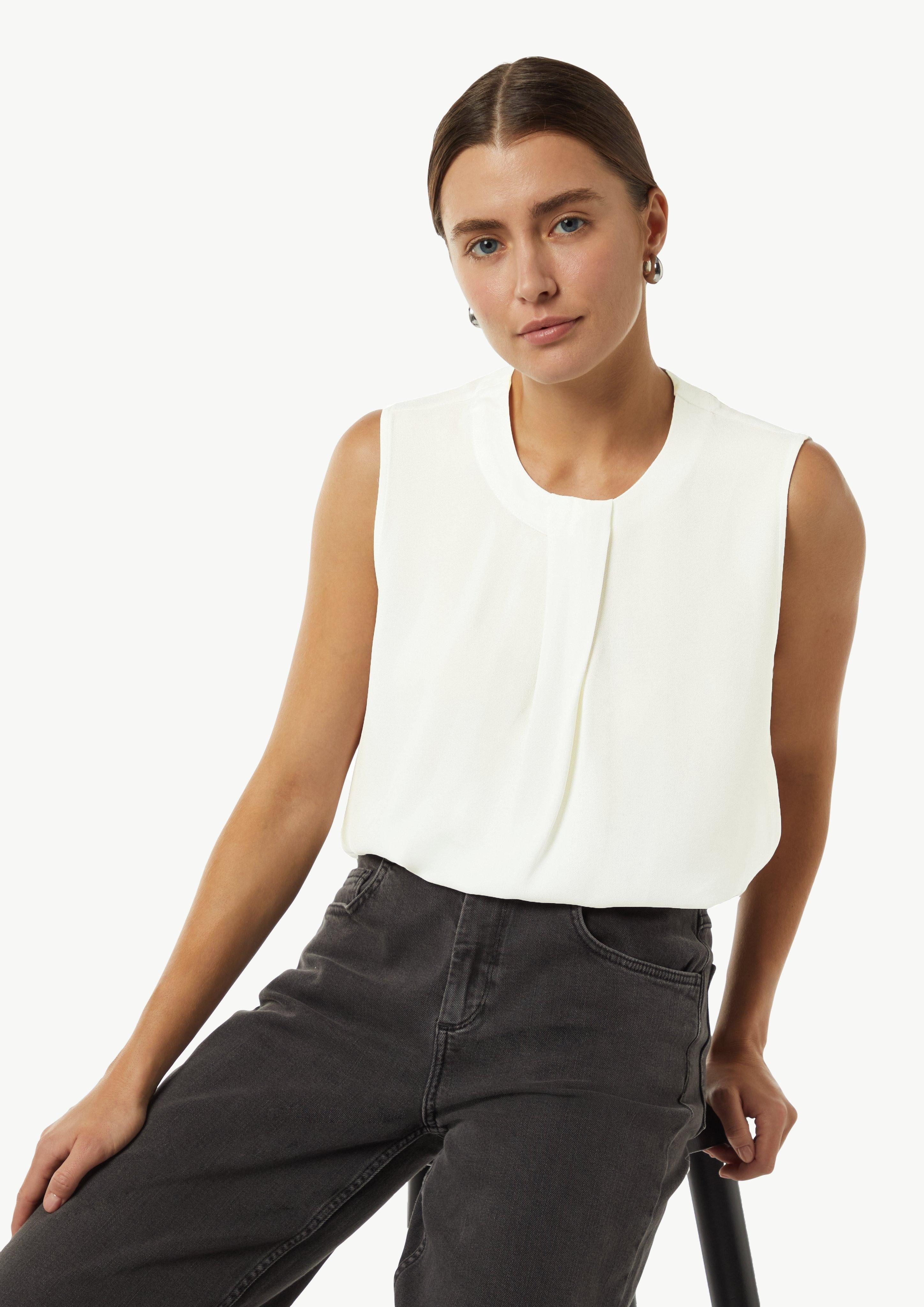 Comma Blusentop Crêpe-Top mit Faltendetail Satinblende günstig online kaufen