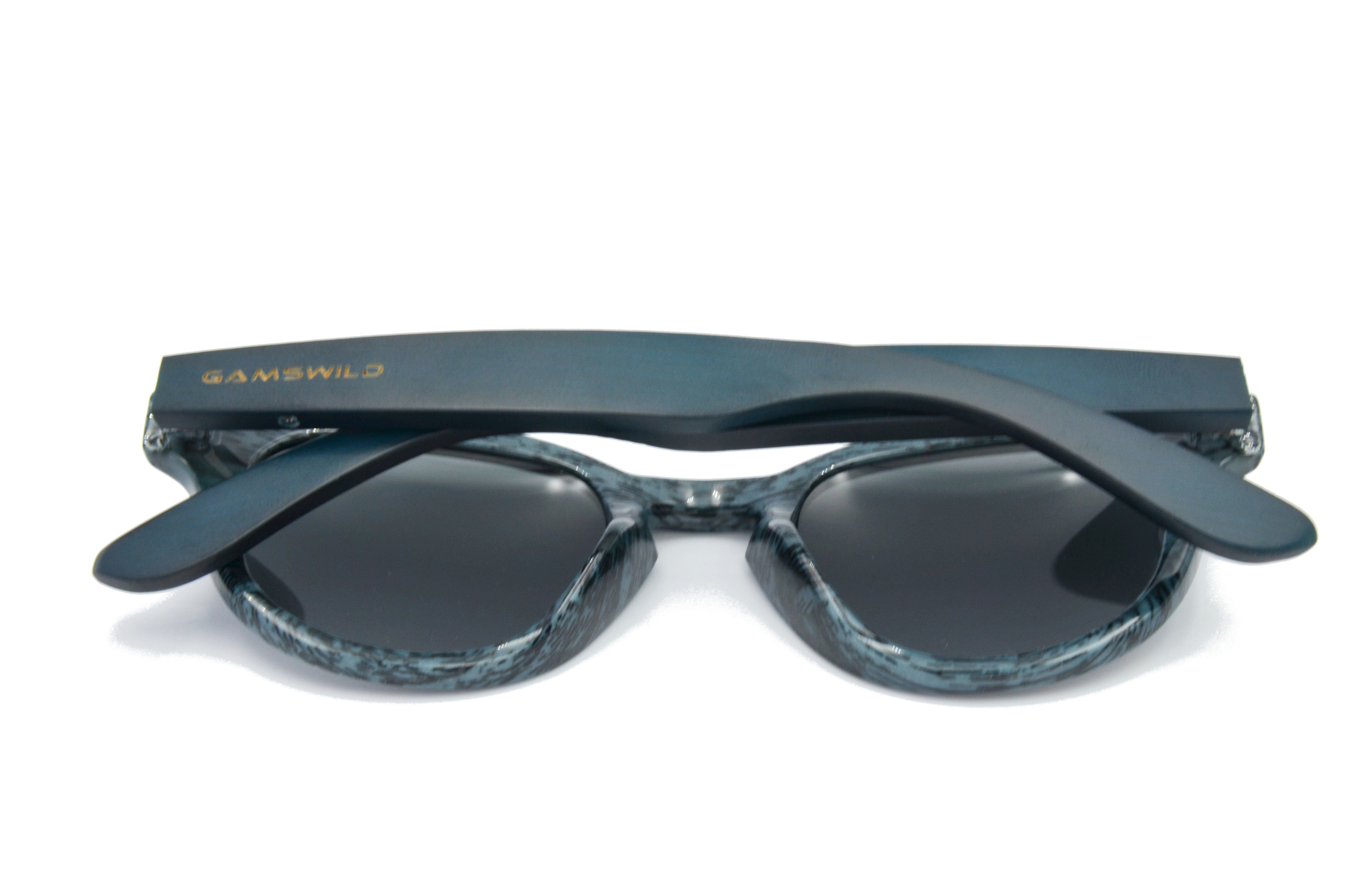 Gamswild Sonnenbrille blau, Modebrille Damen, GAMSSTYLE Fassung rot-braun, dunkelbraun WM1428 Bambusholzbügel/ Holzoptik