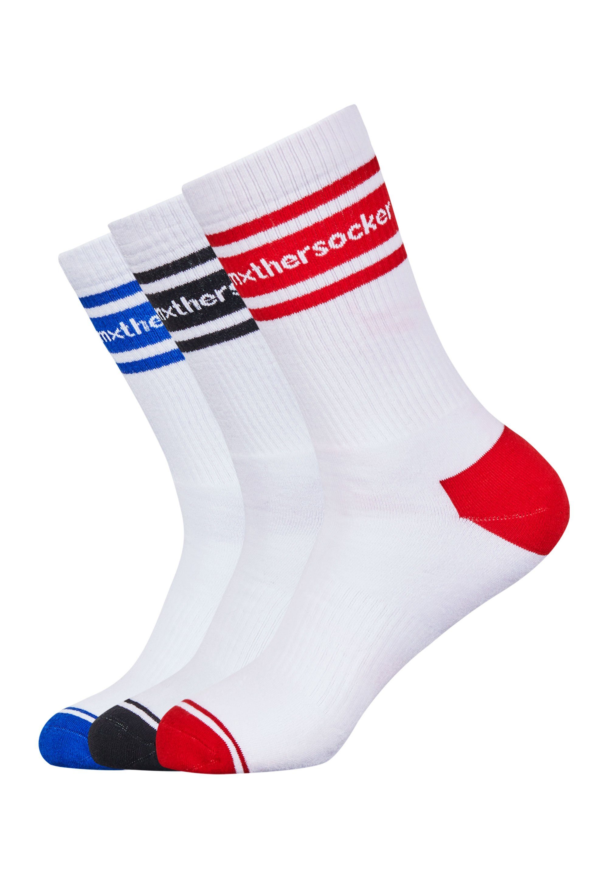 Socken Markenschriftzug EIGHTY mit Mxthersocker weiß - EIGHT (3-Paar) trendigem CLASSIC