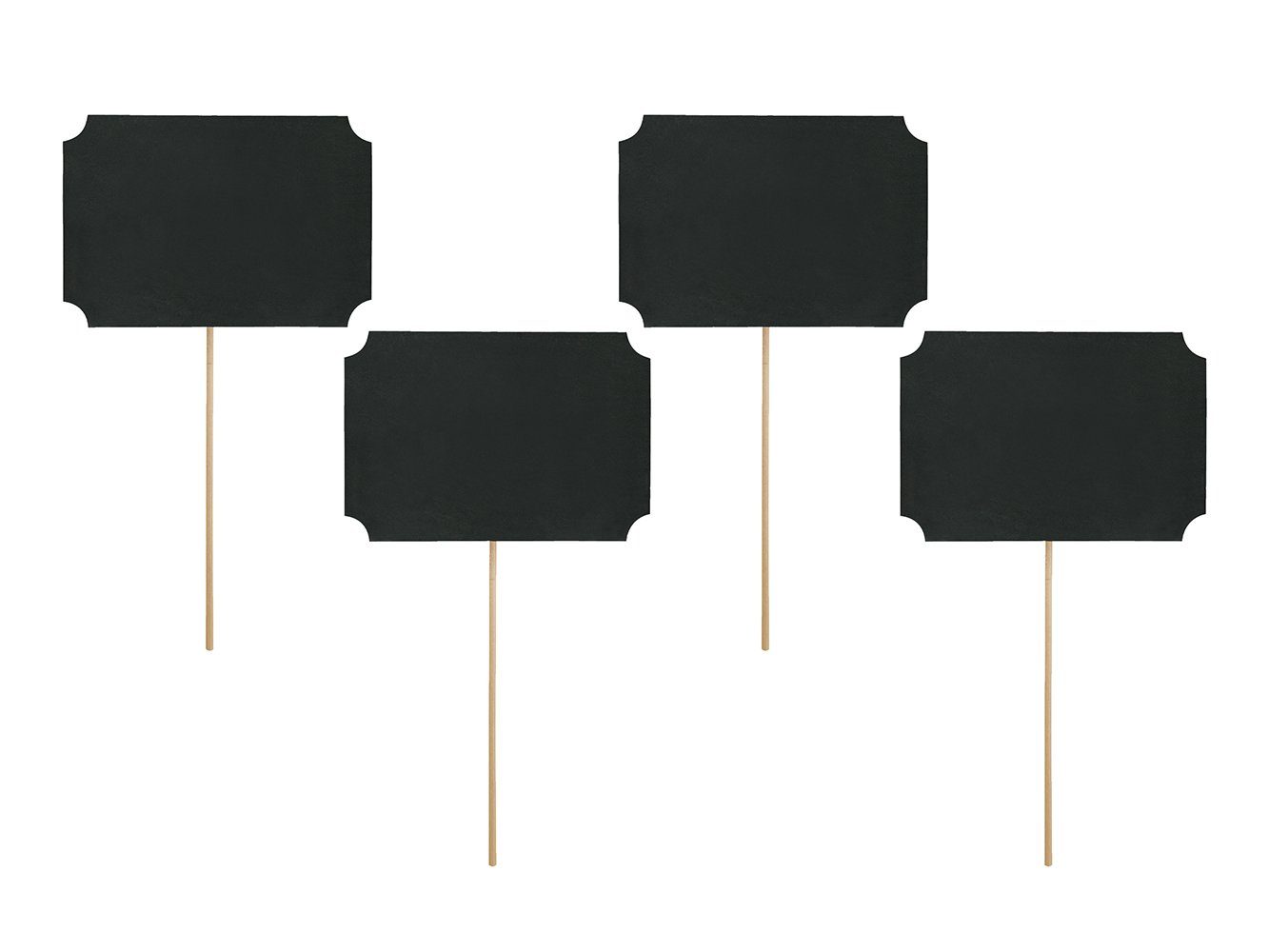 partydeco Papierdekoration, Tischkarten / Blumenstecker Tafeletiketten 11x8cm schwarz 4er Set