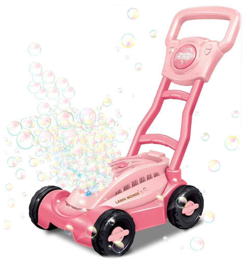 COIL Seifenblasenspielzeug Kinder Seifenblasen-Rasenmäher mit Licht & Sound – für Garten, 13 Löcher, 35.000 Blasen pro Minute, Schröpfflüssigkeit 80 ml