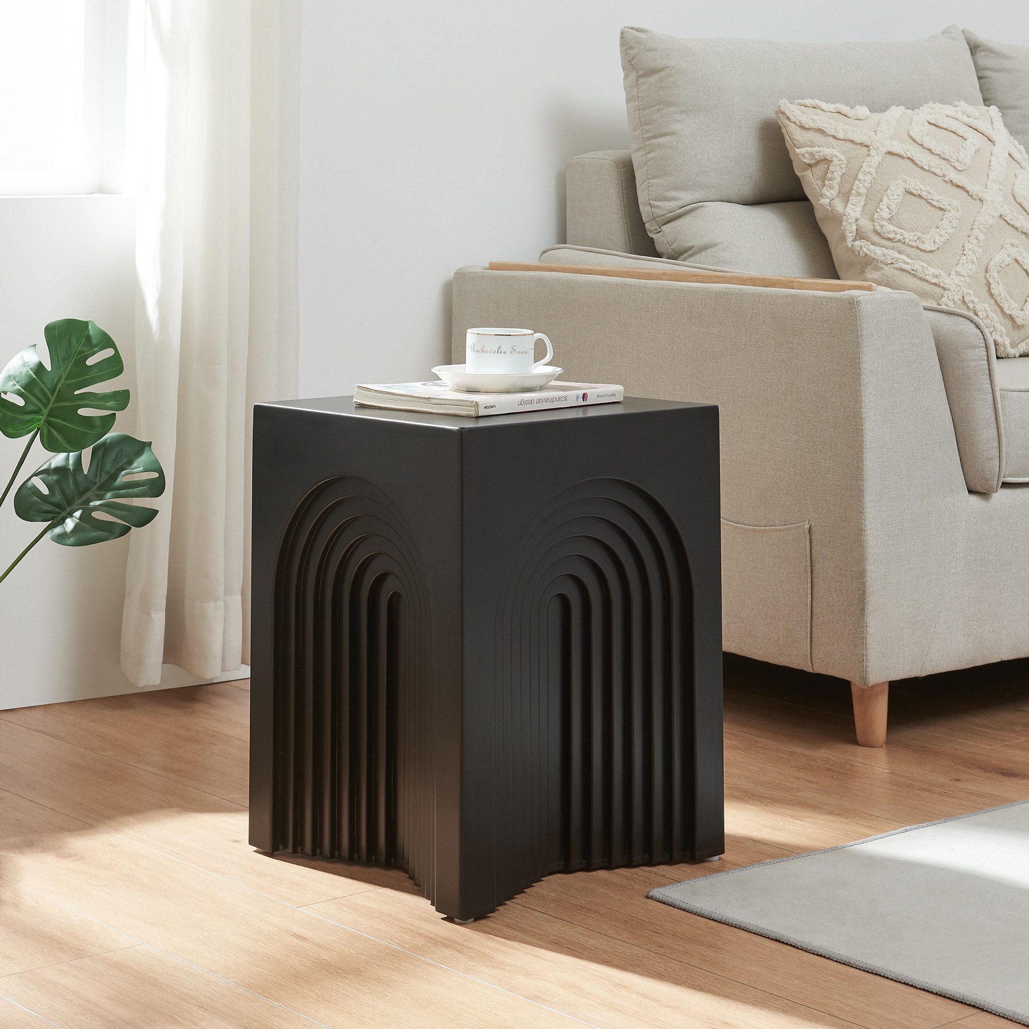 en.casa Beistelltisch, »Elverumn« MDF in Arch-Design 45 x 35 x 35 cm Schwar günstig online kaufen