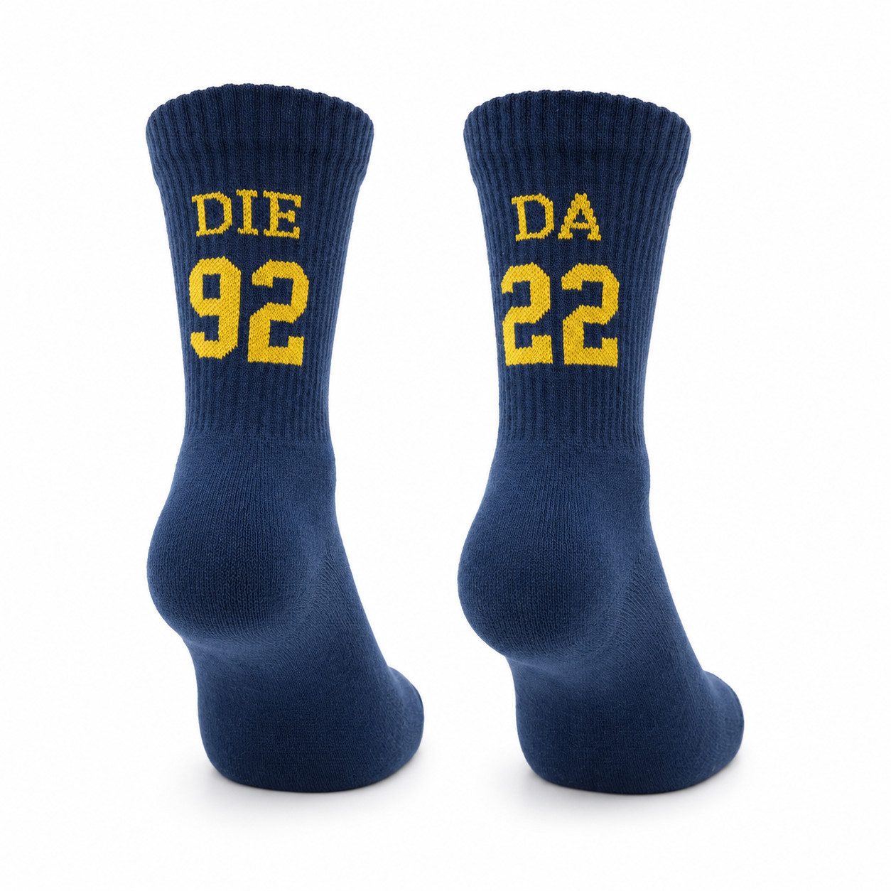 DIE FANTASTISCHEN VIER Sportsocken Socken ´DiDa´ in blau, Sportsocken mit gelbem Schriftzug, Unisex