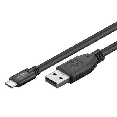 Goobay USB-C auf USB-A Kabel USB 2.0 USB-Kabel, USB Typ A, USB-C (50 cm), High-Speed-Datenübertragung bis 480 Mbit/s, Vernickelte Stecker, Schwarz