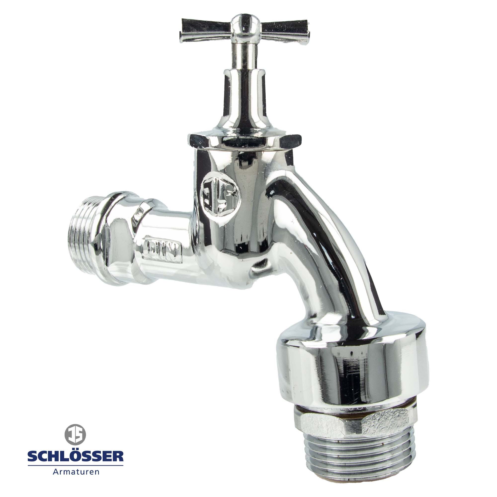 Schlösser Auslaufventil DVGW-Auslaufventil 3/4 Zoll mit Knebeloberteil, RV und Rohrbelüfter