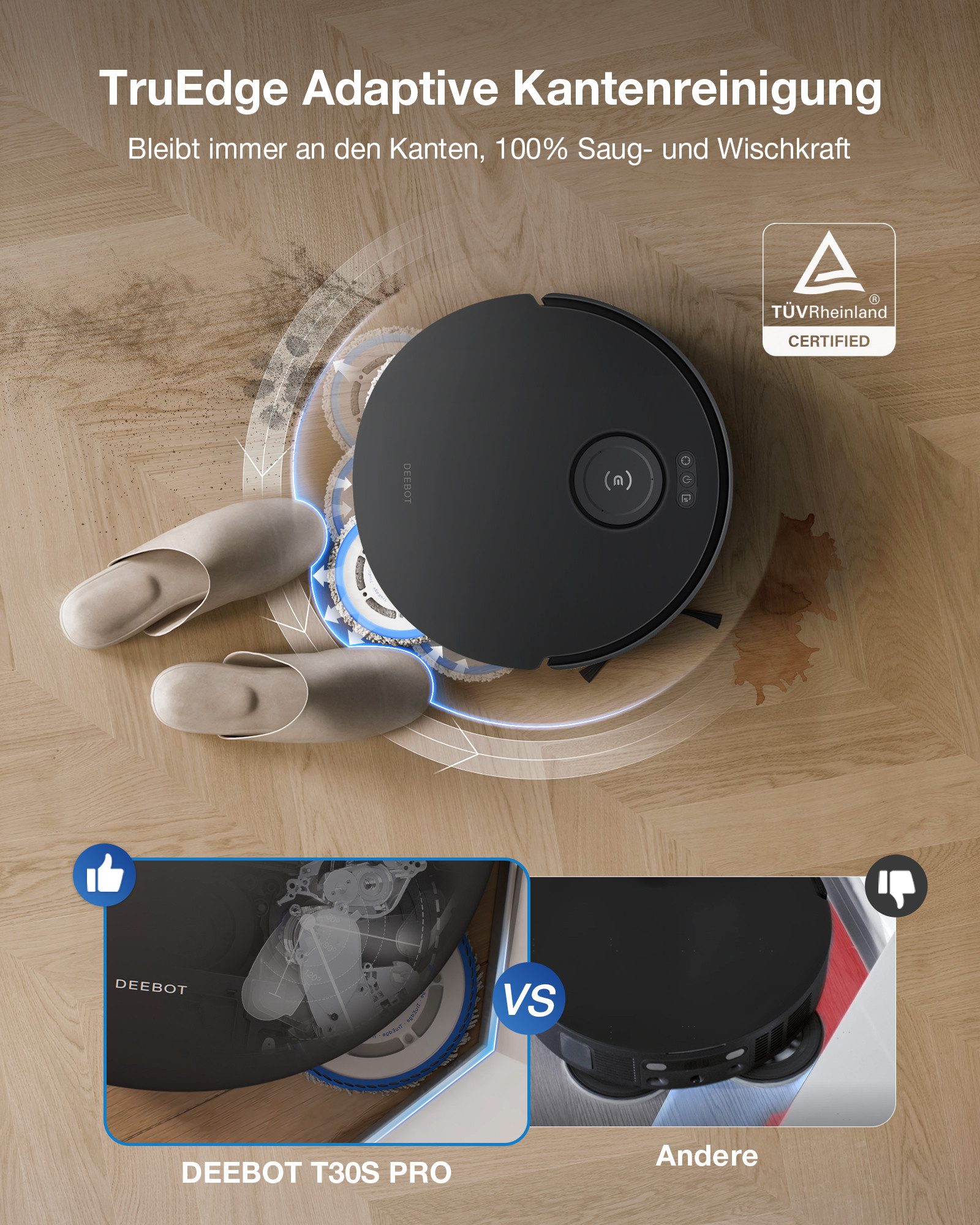 ECOVACS Saugroboter mit Wischfunktion, DEEBOT T30S PRO OMNI Gen2, mit Beutel