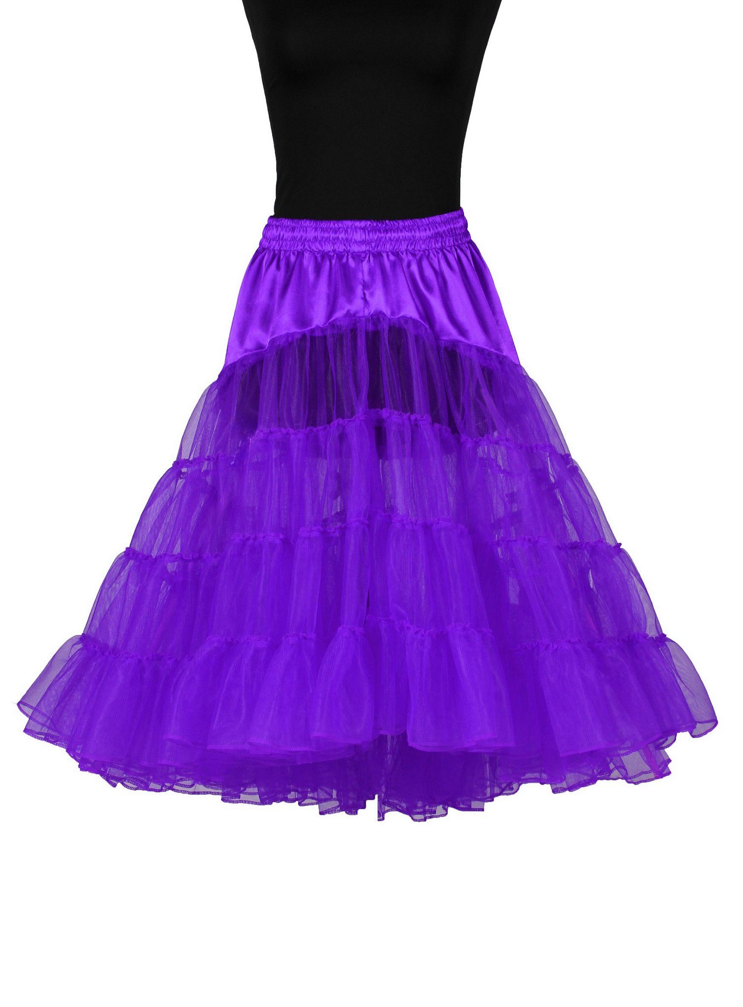 thetru Kostüm Knielanger Petticoat violett, Mehrlagiger, asymmetrischer Unterrock