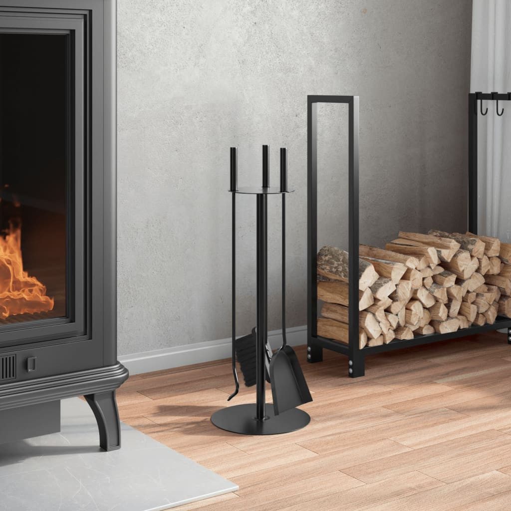 vidaXL Bodenschutzplatte 4-tlg Kaminwerkzeug-Set 22x59 cm Stahl