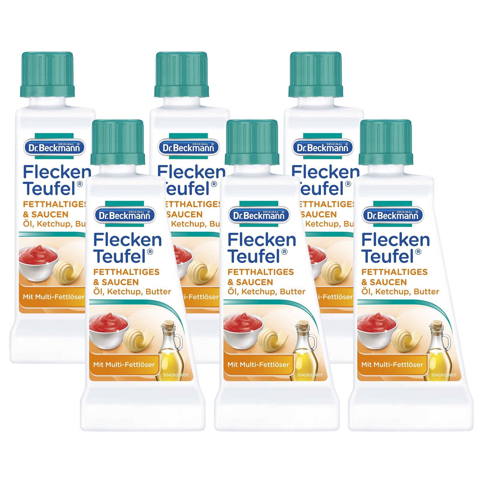Dr. Beckmann Fleckenteufel Fetthaltiges, Spezialfleckentferner, Saucen, 6x 50 ml Fleckentferner (6-St)