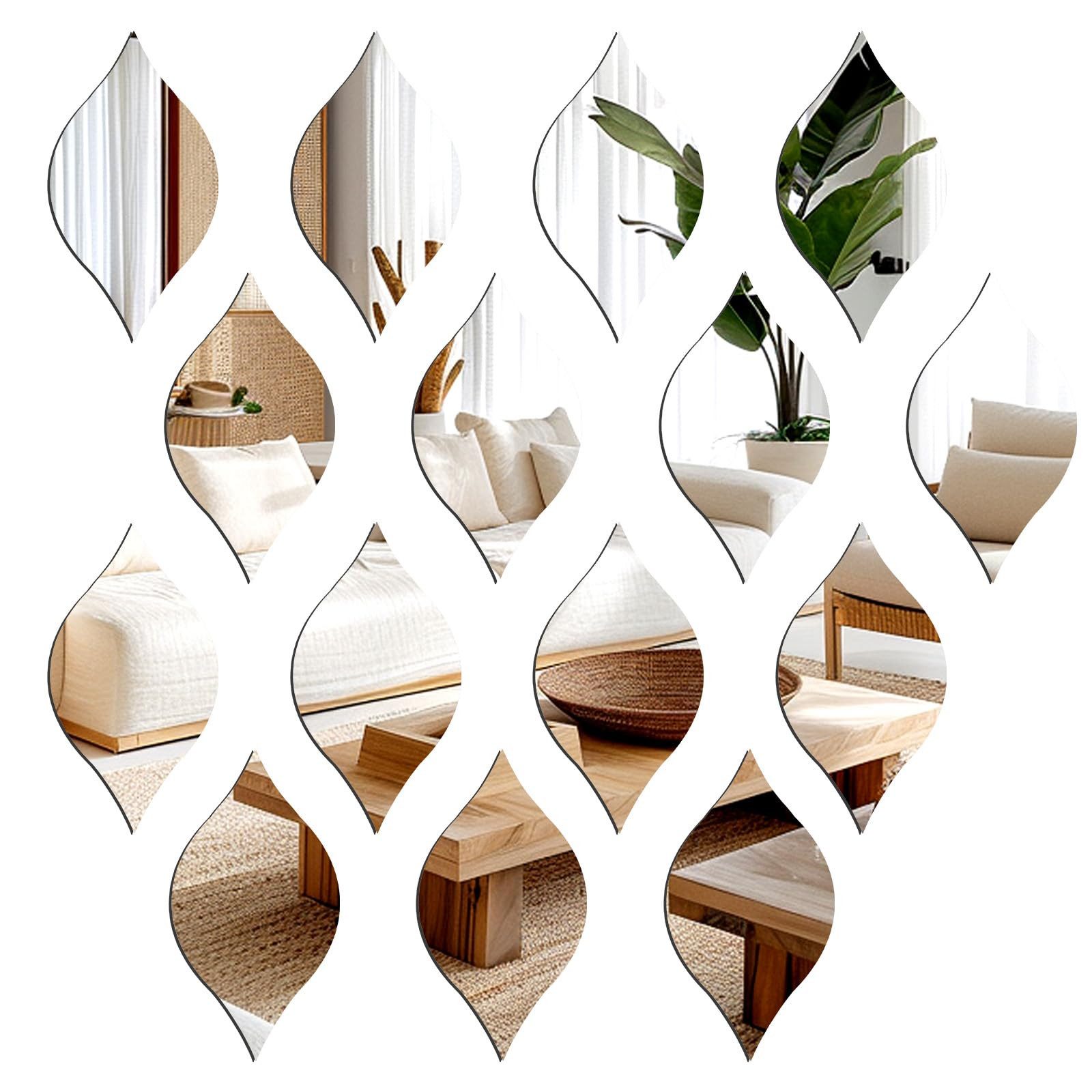 Agger 3D-Wandtattoo 10er-Set Tropfen-Spiegelaufkleber – Wanddeko-Sticker, aus Acrylspiegel, ablösbare Wandaufkleber