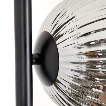 hofstein Stehlampe Stehlampe aus Metall/Riffelglas in Schwarz/Rauchfarben, ohne Leuchtmittel, Leuchte mit Glasschirmen (15cm), Fußschalter, 5xG9, ohne Leuchtmittel