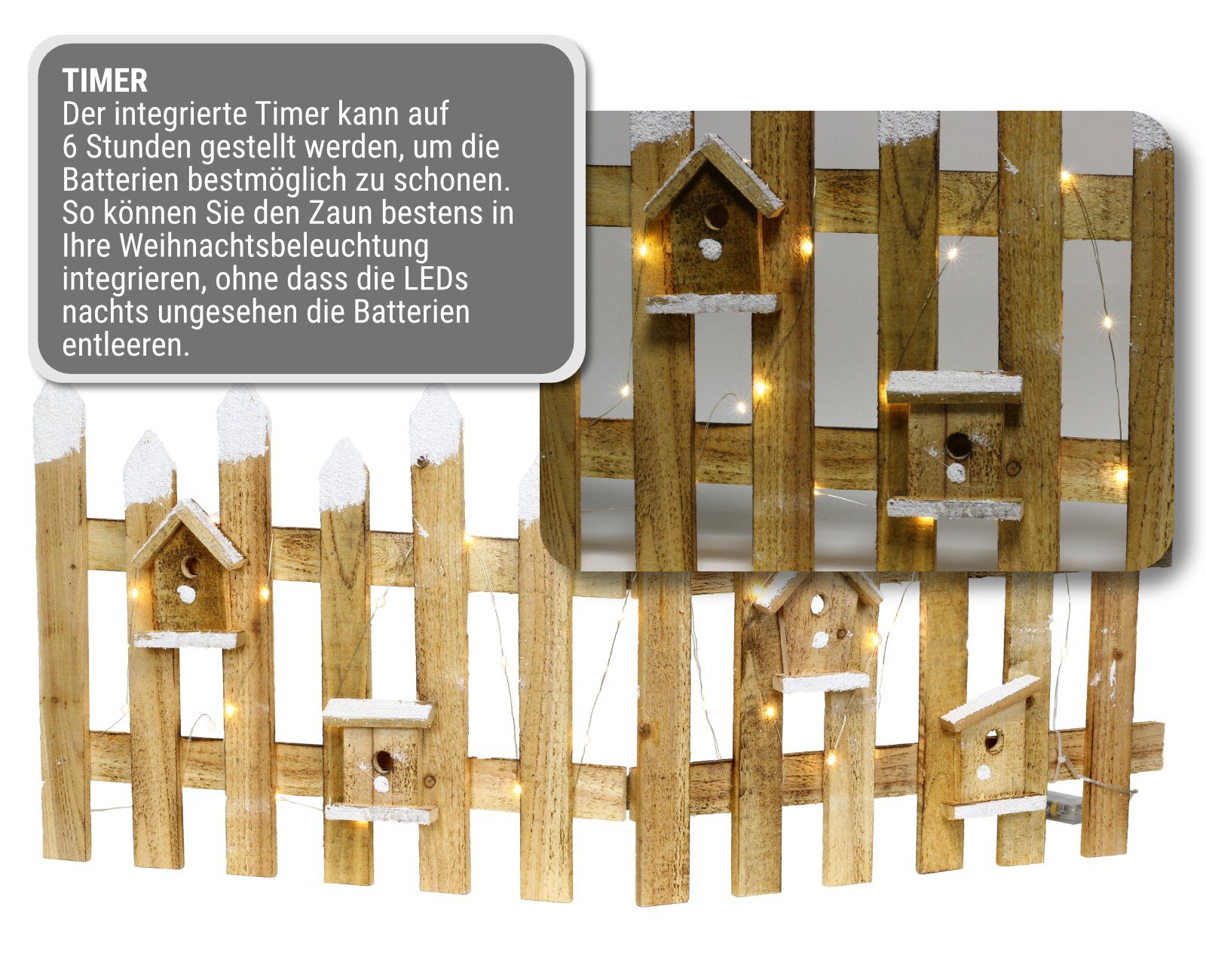 HAGO Weihnachtsfigur Holzzaun Zaun Holz Dekozaun günstig online kaufen