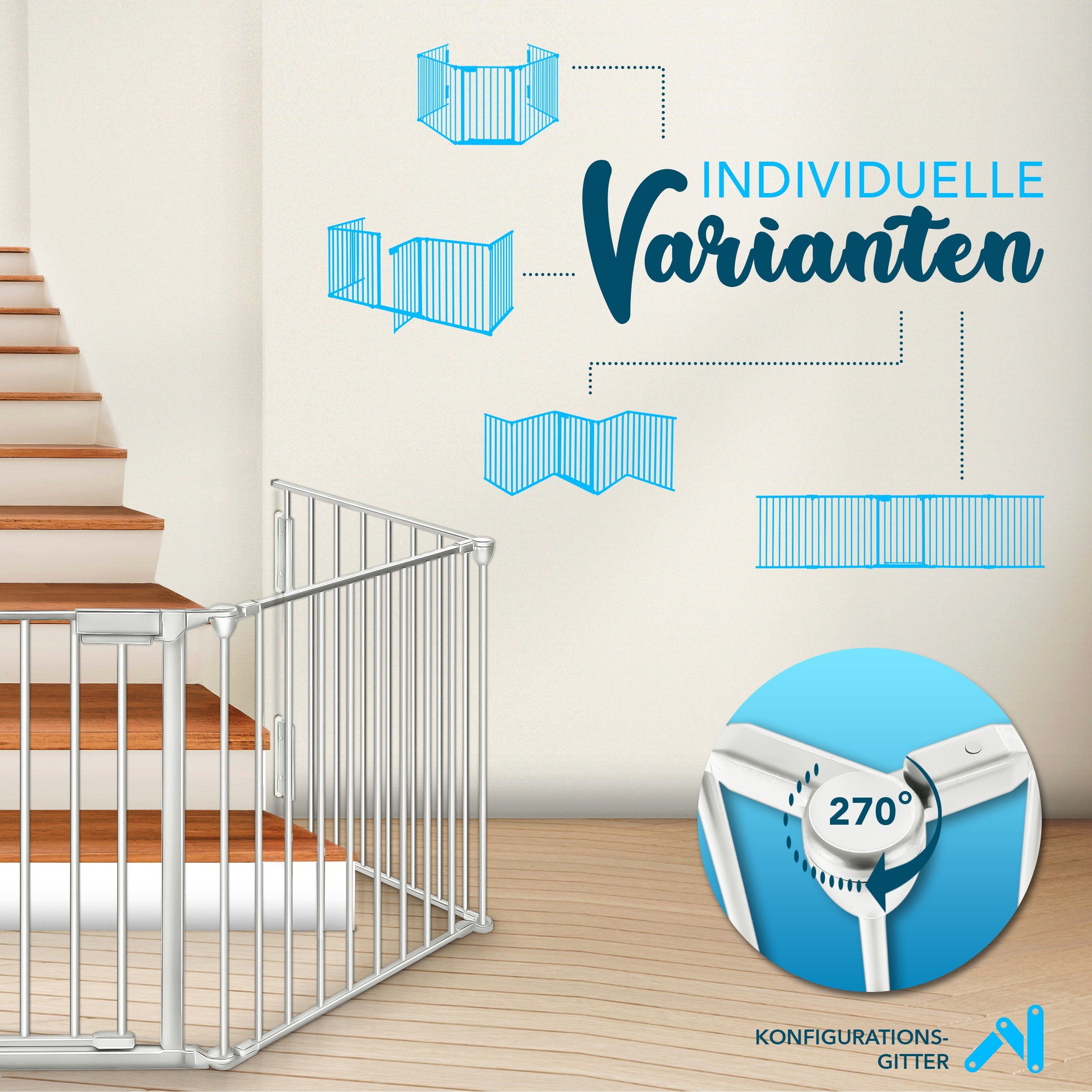 KIDUKU Ofenschutzgitter Kaminschutzgitter Metall, Absperrgitter faltbar, Konfigurationsgitter inkl. 5 - 10 Elementen, Tür