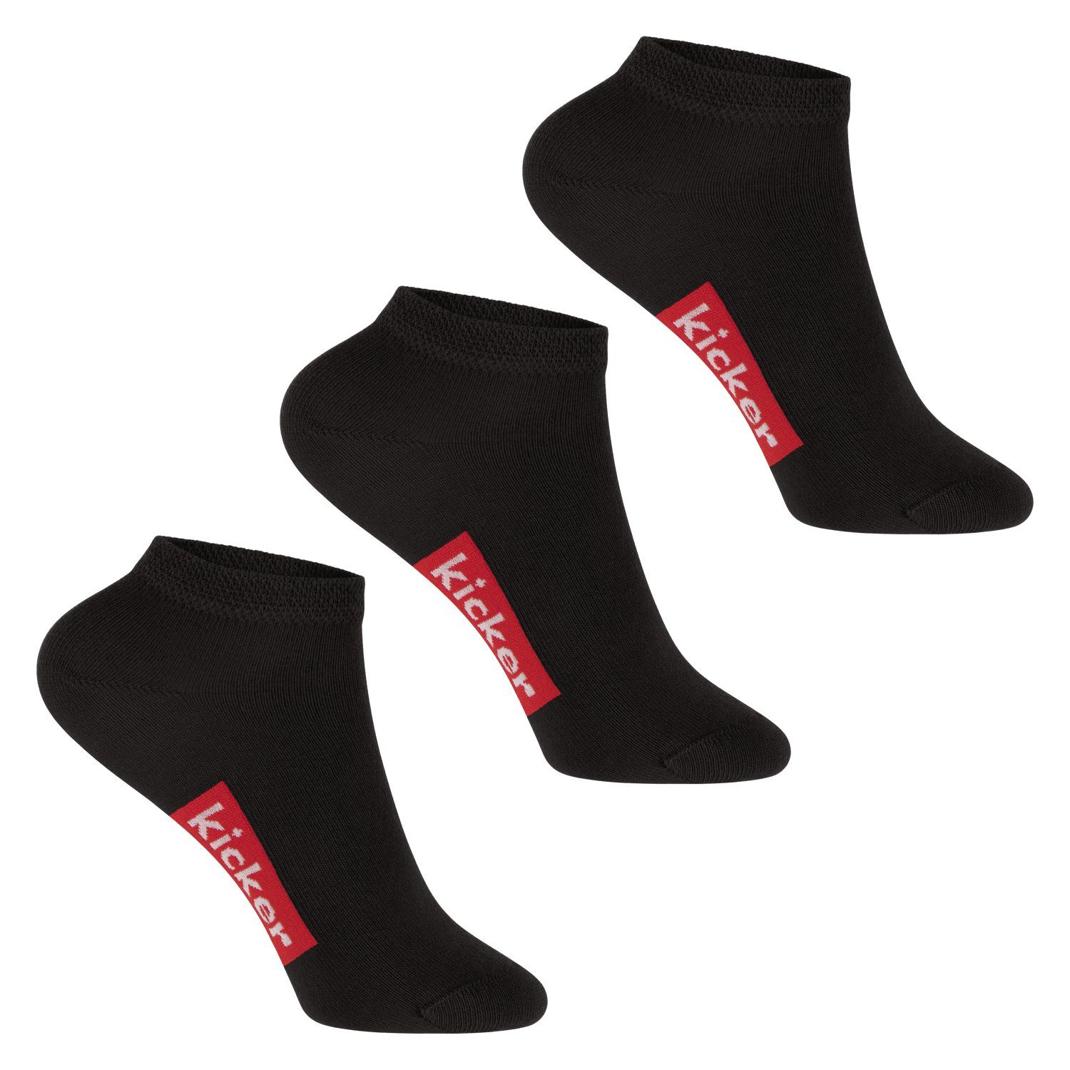 Kicker Kurzsocken kicker Kinder Sneaker Socken (3 Paar) Schwarz 23-26