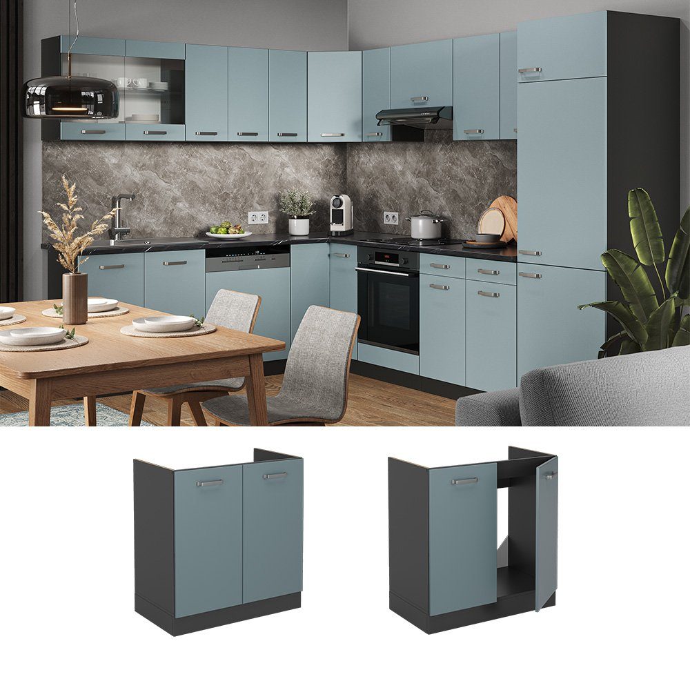 Vicco Unterschrank R-Line, Blau-Grau/Anthrazit, 80 cm ohne Arbeitsplatte (1-St)