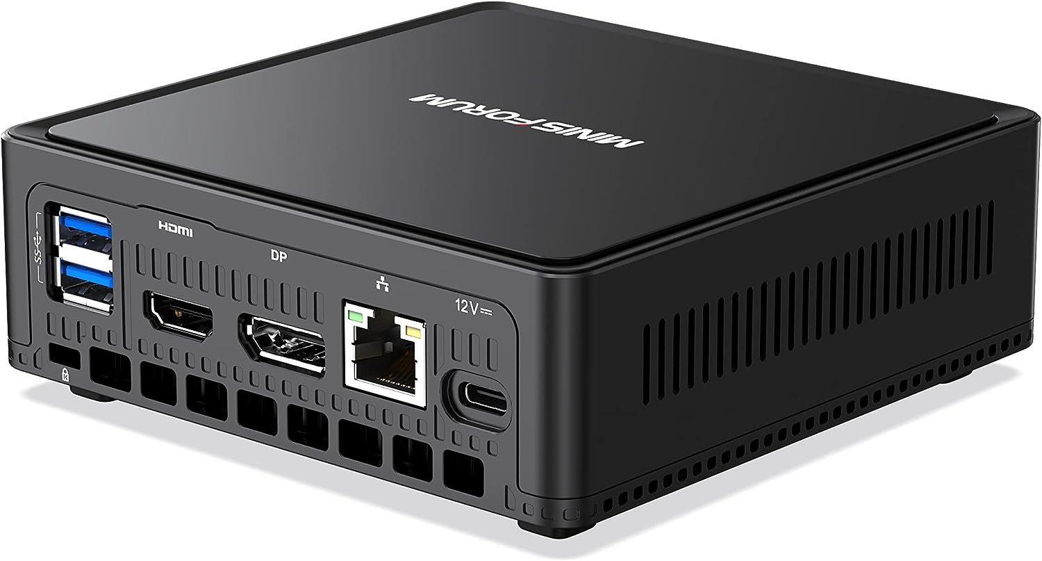 MINIS FORUM Mini-PC (Intel Celeron N5095, UHD-Grafik, 8 GB RAM, 128 GB SSD,  4 x USB 3.0 Unterstützt HDD, 4K Triple-Videoausgang, Dual-Band-WLAN)