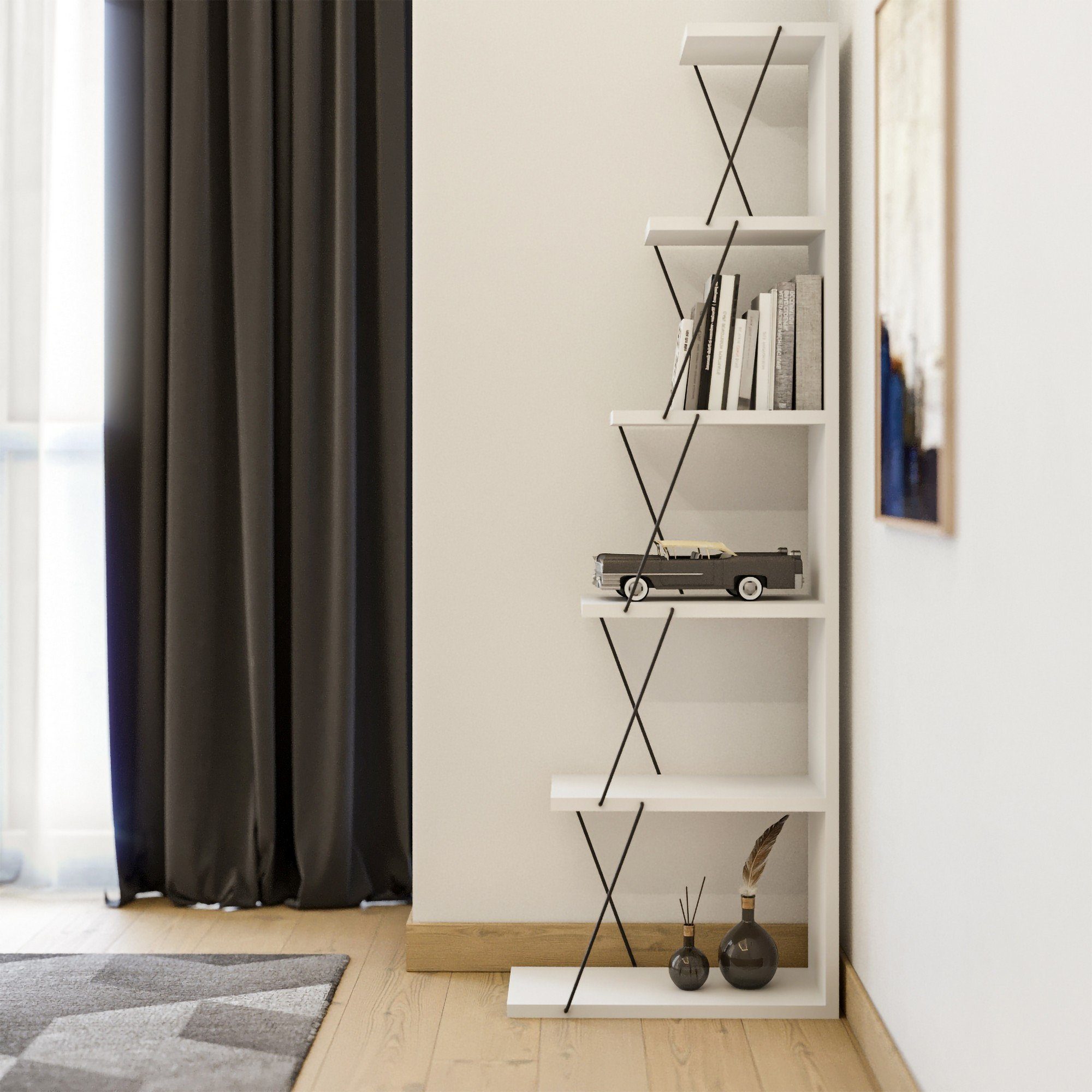 Skye Decor Wandregal 100% MELAMINE COATED PARTICLE BOARD, 51 cm x 20 cm x 90 cm N3607