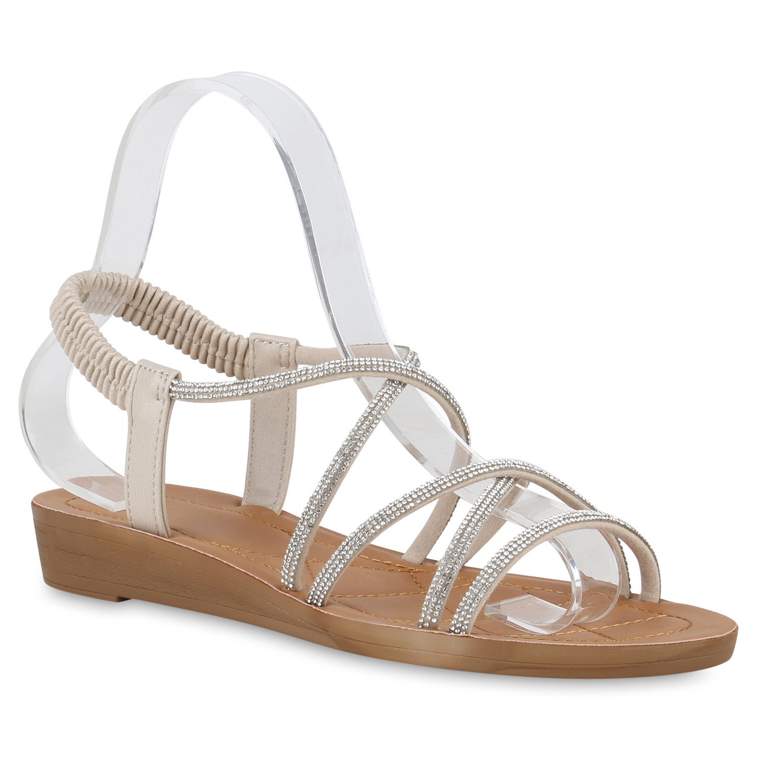 VAN HILL 840963 Riemchensandale Damen Riemchensandalen Sandalen Leder-Optik günstig online kaufen