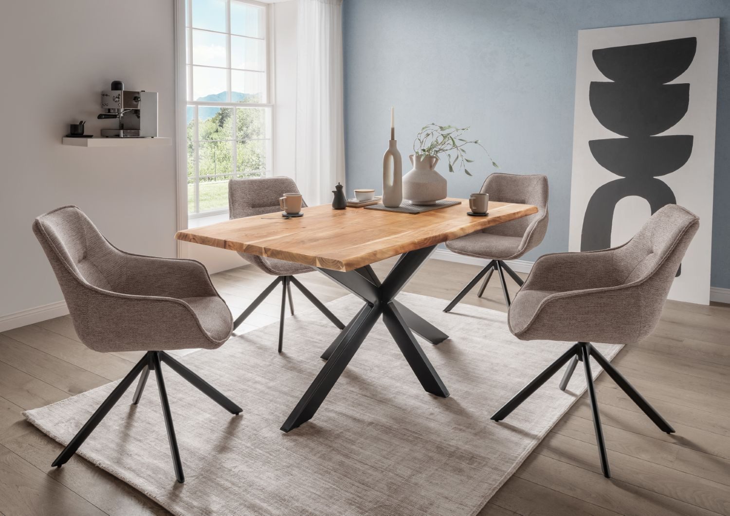 bene living Essgruppe Baumkantentisch Catania, 4er günstig online kaufen