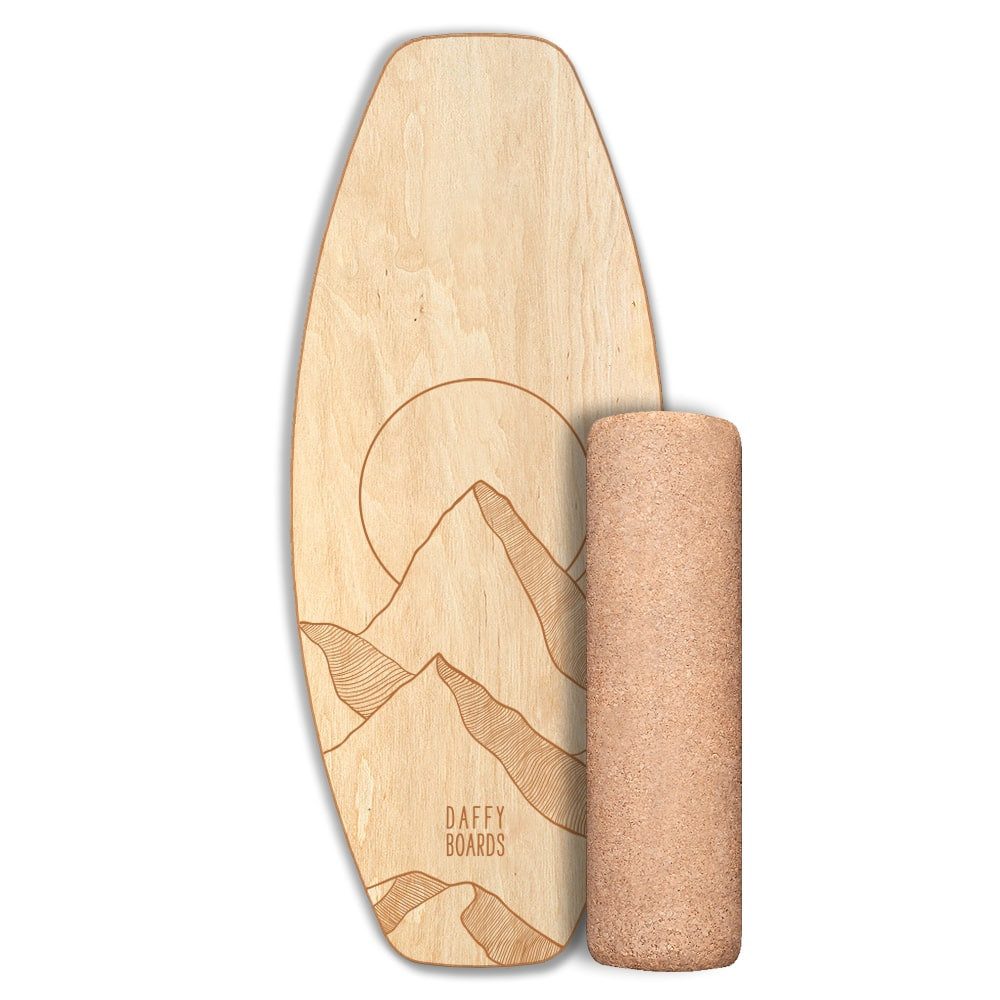 Daffy Boards Balanceboard Allrounder Set mit Korkrolle - Design: Sundowner