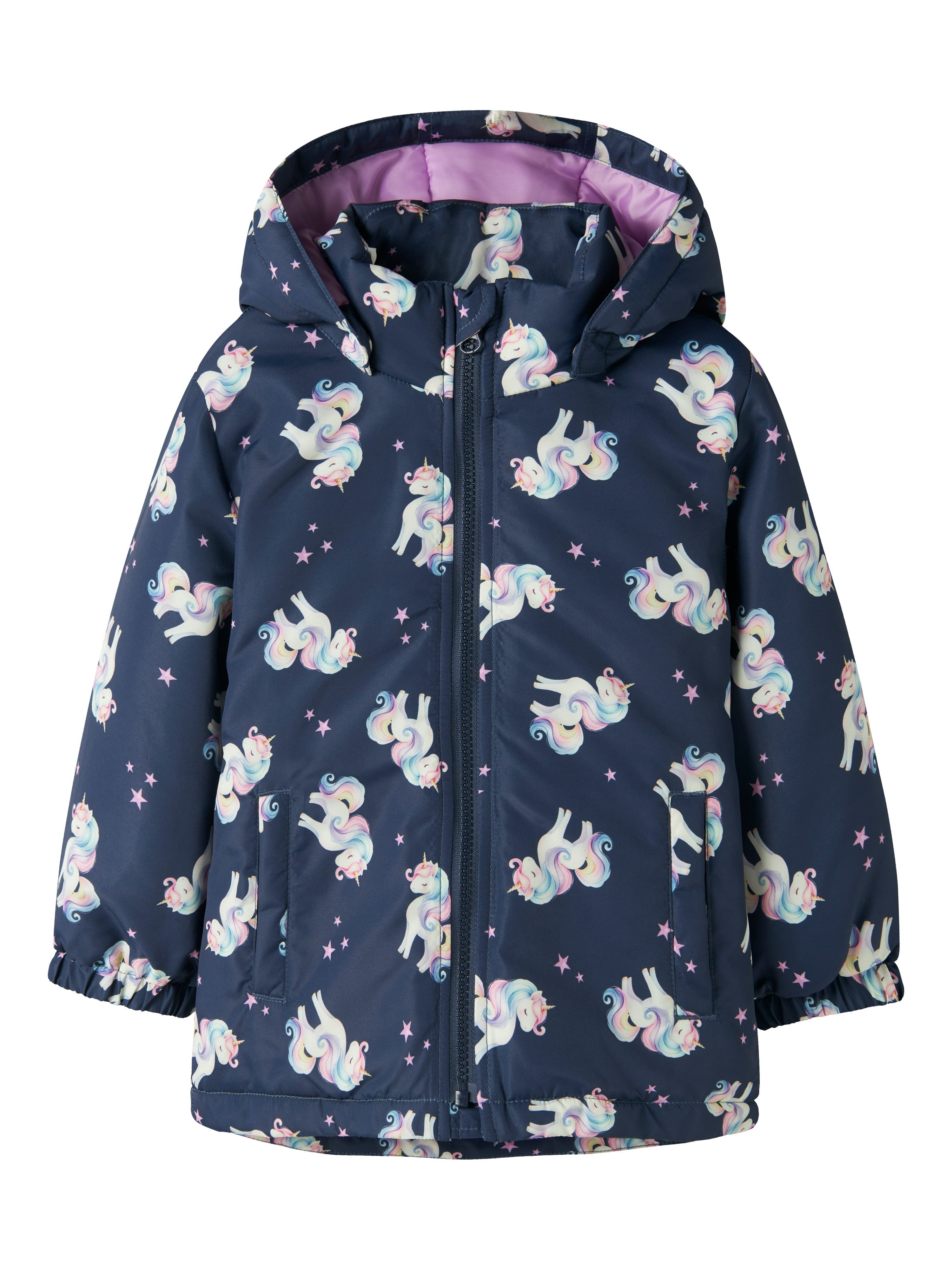 Name It Outdoorjacke NMFMAXI JACKET PA AOP NOOS Kunstfaser, wasserabweisend, reflektierendes Detail