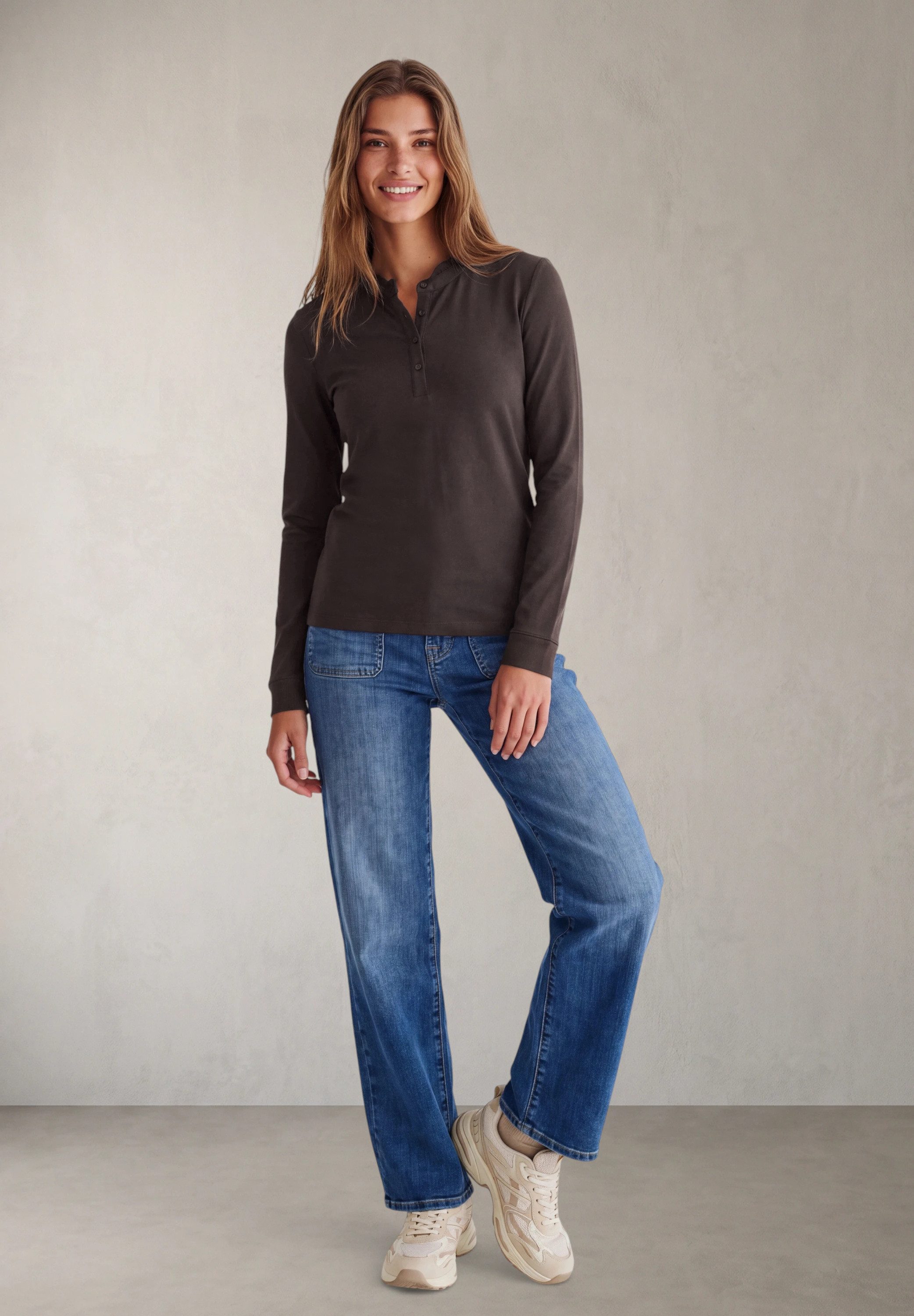 STREET ONE STUDIO Langarmshirt in Unifarbe – Bild 3 von 5