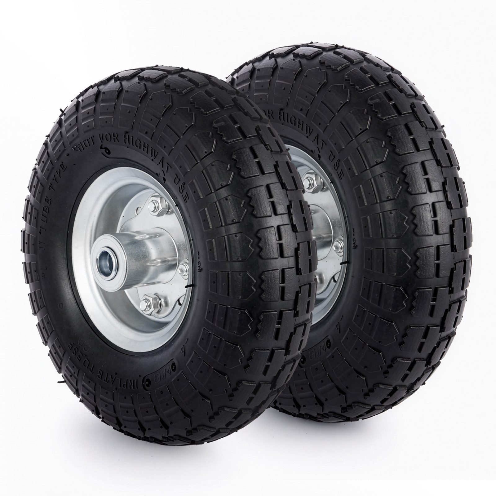 Youyijia Ersatzrad 2 Stück Schubkarrenräder 10" 4.10/3.50-4 Vollgummireifen, pannensicher