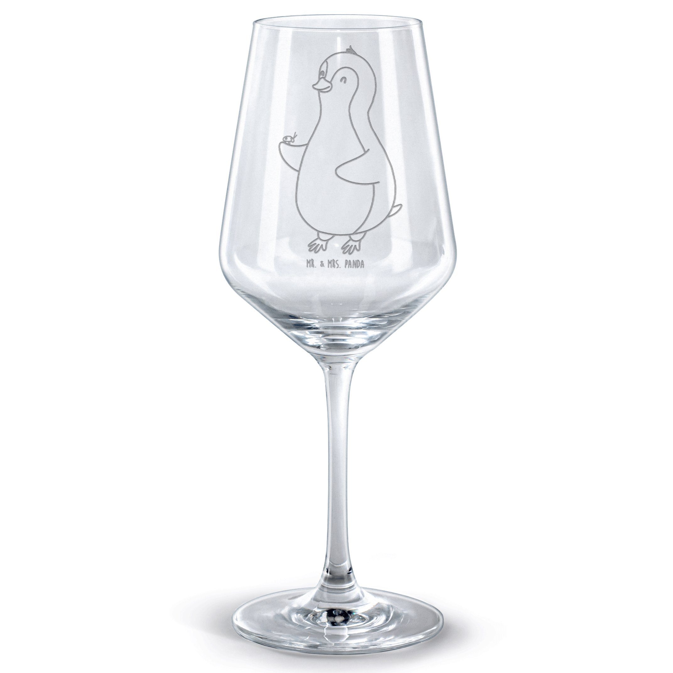 Mr. & Mrs. Panda Rotweinglas Pinguin Marienkäfer - Transparent - Geschenk, Geschenk für Weinliebha, Premium Glas, Stilvolle Gravur