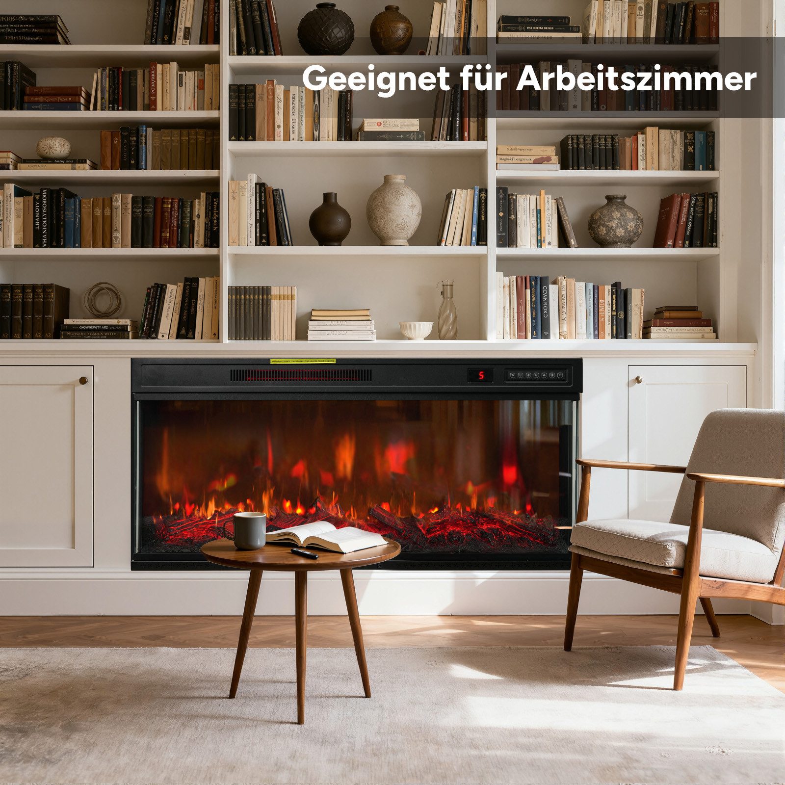 HOMAVO Elektrokamin mit 1000W/2000W Heizung, 12 3D-Flammenfarben, 36" - Stand, Einbaukamin / 50" - Wand, Einbaukamin, App-Steuerung