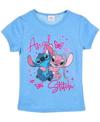 Lilo & Stitch T-Shirt Angel & Stitch Mädchen Kurzarmshirt aus nachhaltigen Materialien Gr. 116 - 152 cm