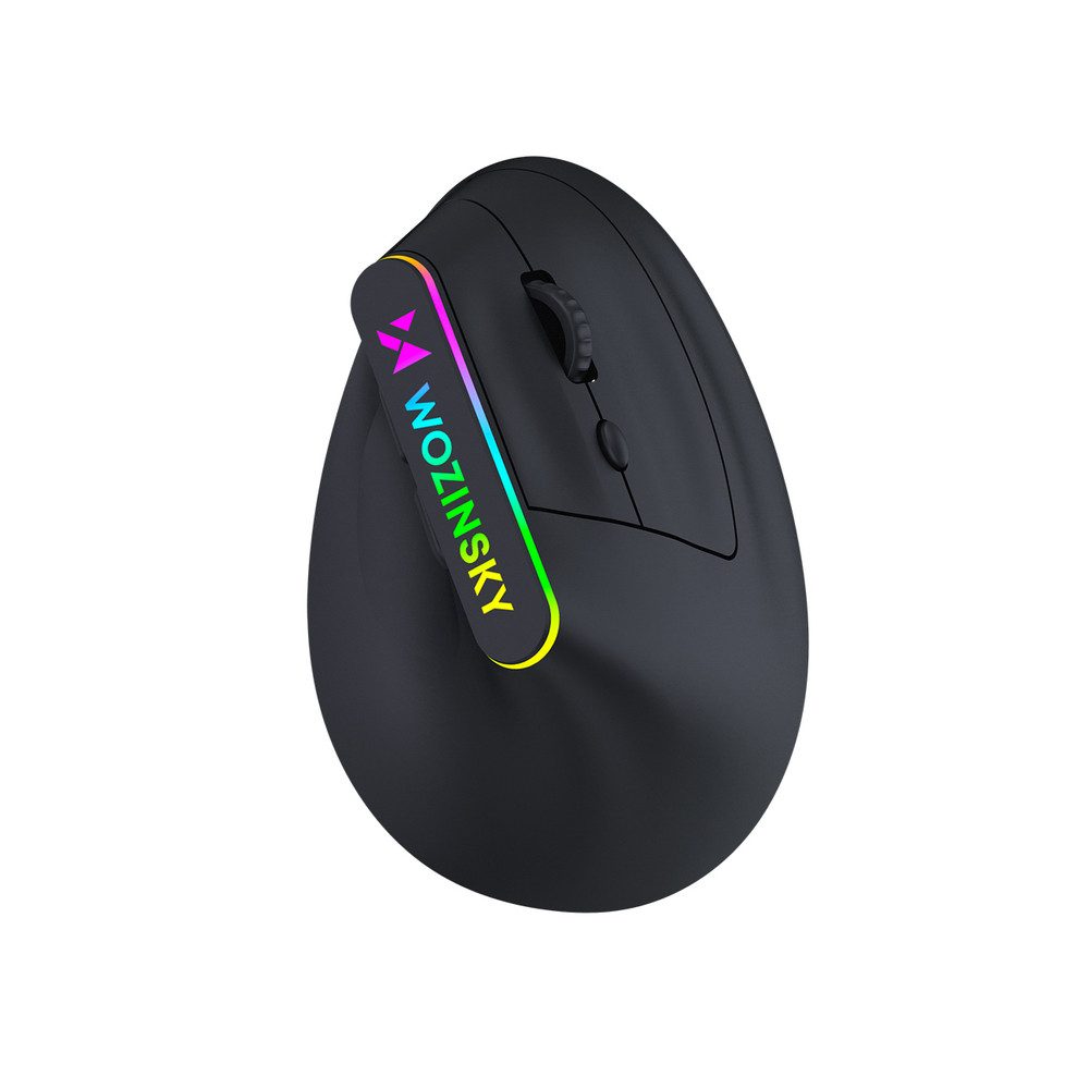 Wozinsky Vertikalmaus Ergonomiemaus Funkmaus Gaming-Maus (Bluetooth, Funk, vertikal ergonomisch, RGB, leise, Akku)