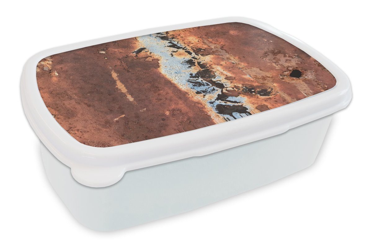 MuchoWow Lunchbox Rost - Rost - Metall, Kunststoff, (2-tlg), Brotbox für Kinder und Erwachsene, Brotdose, für Jungs und Mädchen weiß