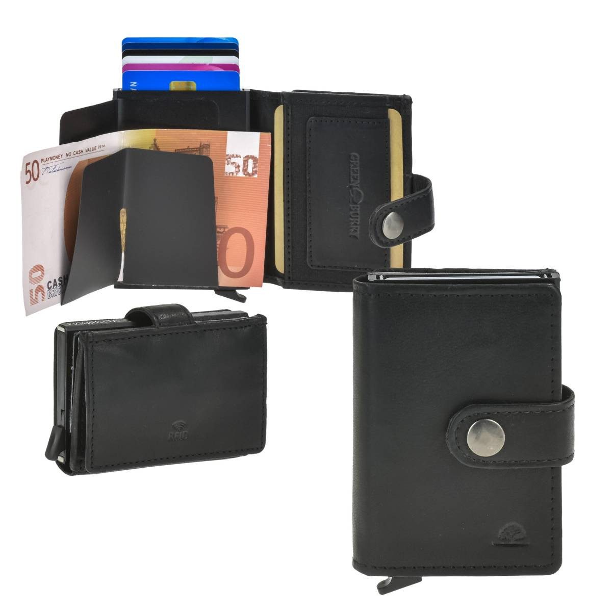 Geldbörse "Vintage" Kartenetui Leder Minibörse klein mit RFID Schutz