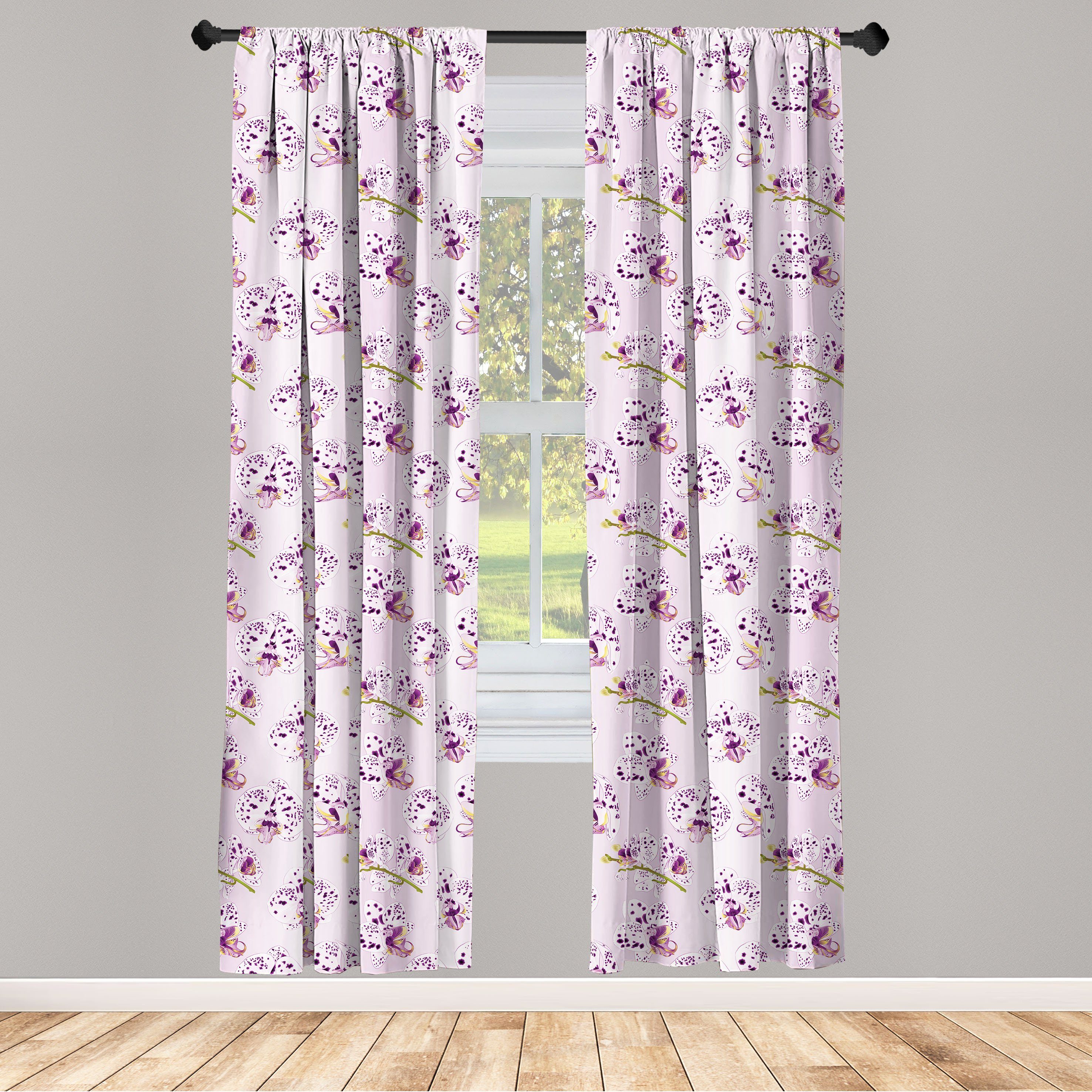 Gardine Vorhang für Wohnzimmer Schlafzimmer Dekor, Abakuhaus, Microfaser, Orchideen Wilde exotische Phalaenopsis