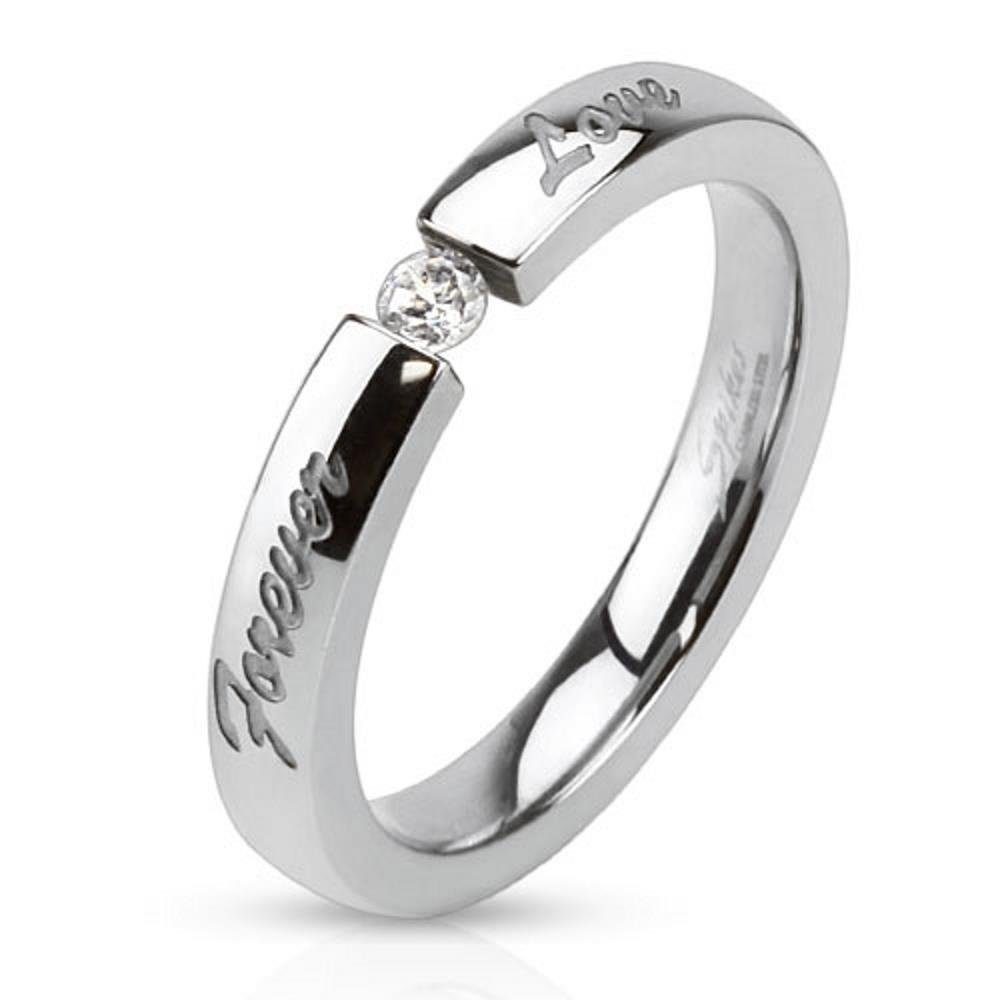 BUNGSA Fingerring 57 (18.1) Ring Forever Love eingraviert Edelstahl silber Damenring (Ring, 1-tlg), Frauen Mädchen