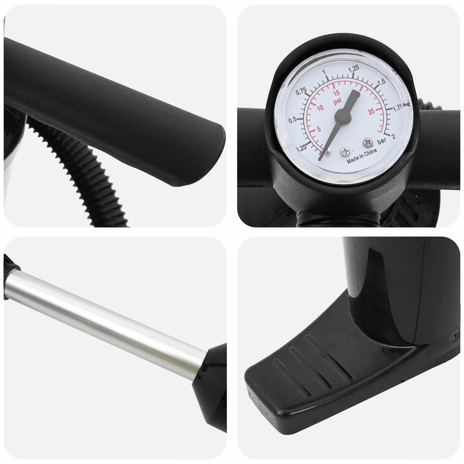vidaXL Luftpumpe 24 x 7,5 x 58 cm Luftpumpe SUP Handpumpe mit Druckanzeige Schwarz 24x7