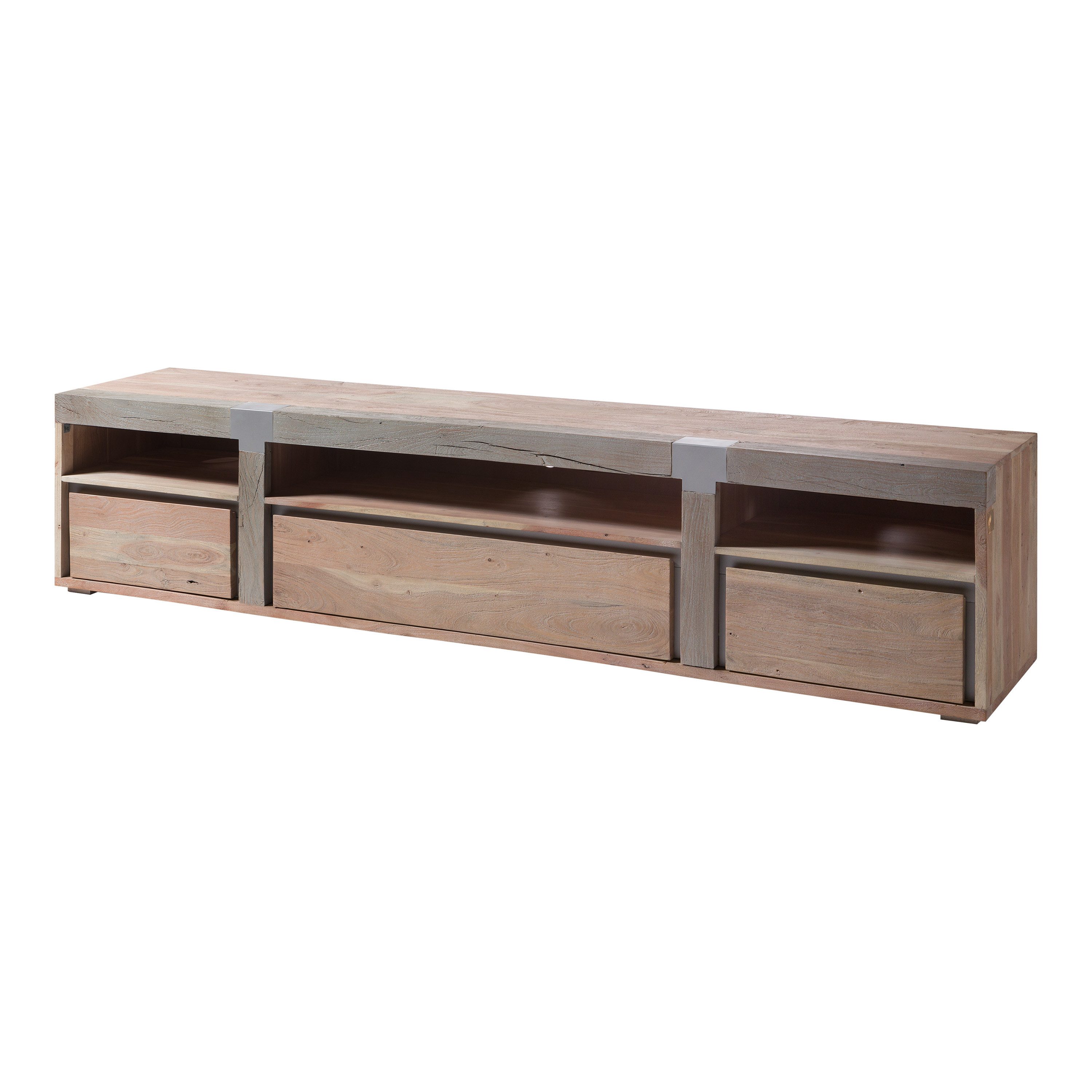 Massivmoebel24 TV-Board AMSTERDAM Akazie Massivholz beige (Massivholz montiert 92 kg AMSTERDAM #127), Akazie 250x48x55 cm (BxTxH) beige lackiert. Reduzierter Preis € 949,90. Unverbindliche Preisempfehlung € 1.129,90
