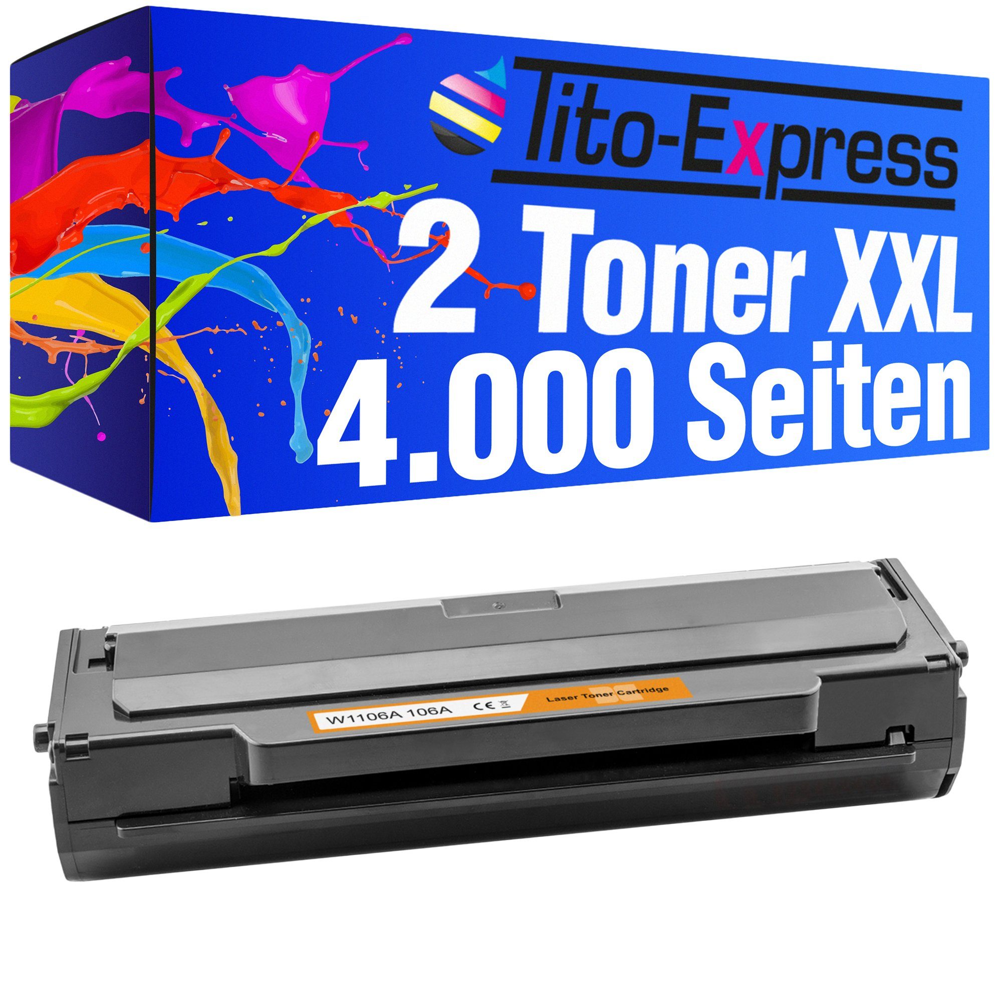 Tito-Express Tonerpatrone 2er Set ersetzt HP W 1106 A W1106A 106A XXL, (Doppelpack, 2x Black XXL), für Color Laser MFP 135wg107w 107a 107r MFP 137fwg 137fnw 135w 135a