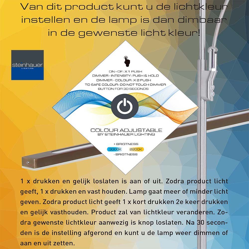 Steinhauer LIGHTING LED Stehlampe, LED-Leuchtmittel fest verbaut, Stehleuchte Standlampe dimmbar schwarz LED Wohnzimmerleuchte