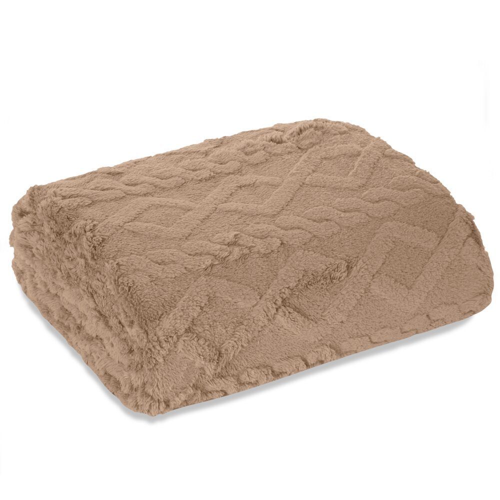 Wohndecke ZOPF, ideal Sofadecke zur Herbstzeit Kniedecke Wärmende Design91, Beige Weiche