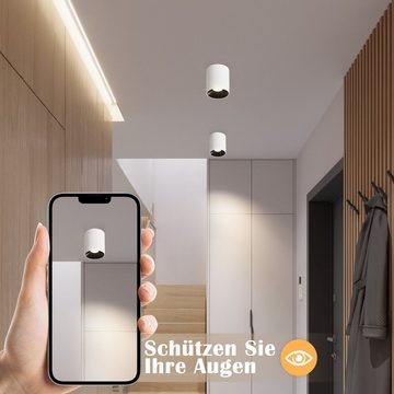 Nettlife LED Deckenstrahler Weiß Deckenleuchte Aufputz Deckenspots Warmweiß Aufbaustrahler 7W, LED wechselbar, Warmweiß, für Küche Wohnzimmer Esszimmer Korridor Flur Büro, 1 ER