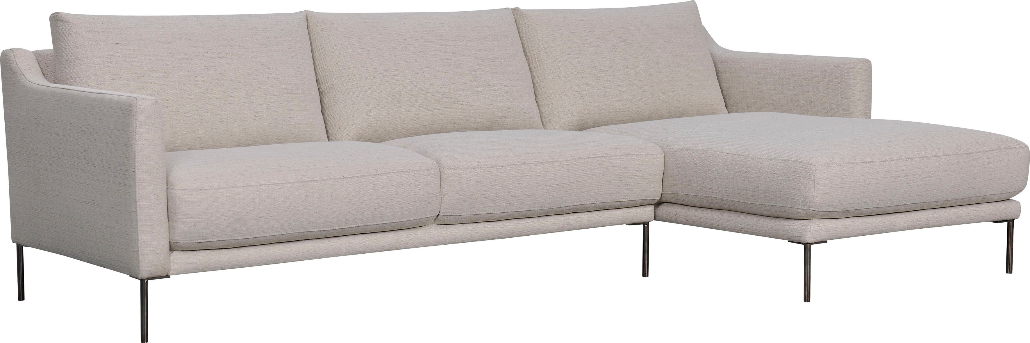 Leonique Ecksofa Denver, 2 Teile, Ecksofa, L-Form rechts, Stoff beige, abwaschbar, ca. 269x158x44 cm