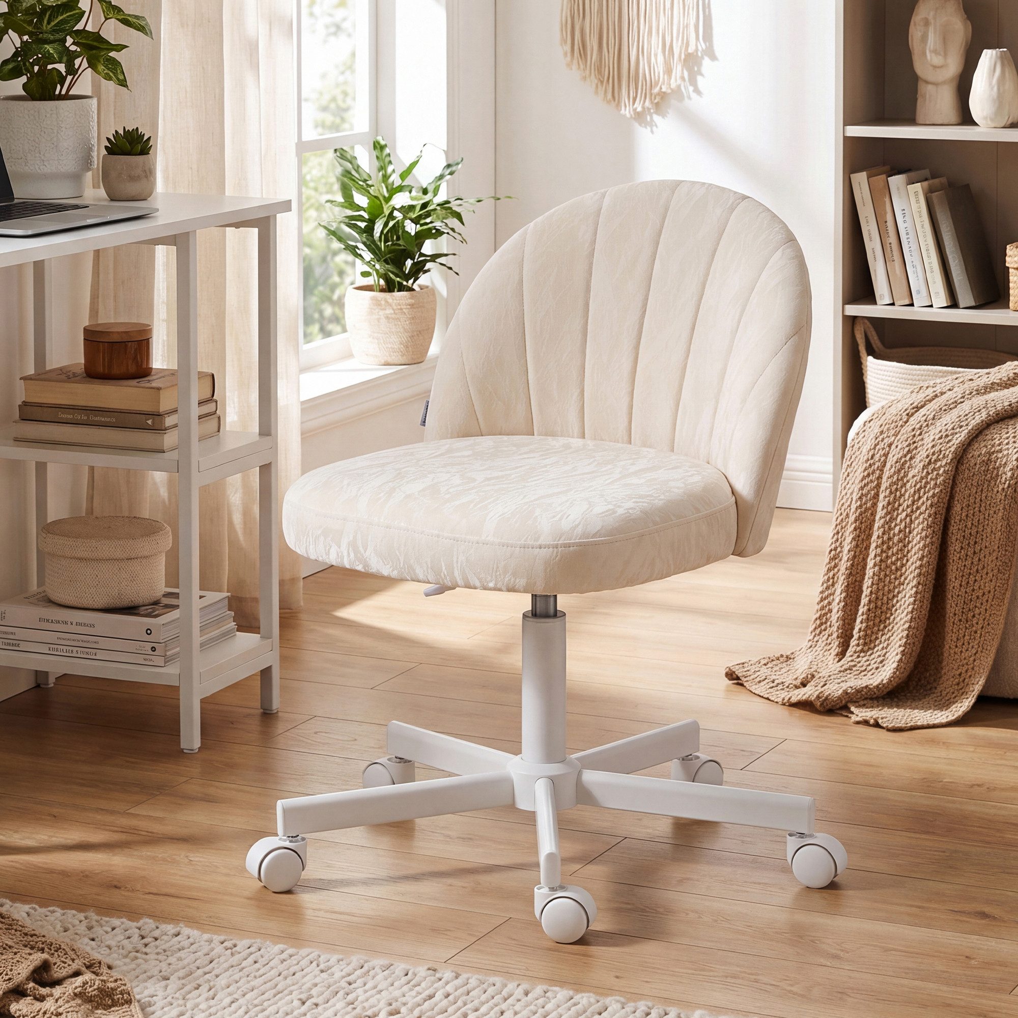 SONGMICS Bürostuhl Homeoffice-Stuhl, Schminkstuhl aus Fleece, Schreibtischstuhl, Schaumstoffpolsterung, höhenverstellbar, für Arbeitszimmer
