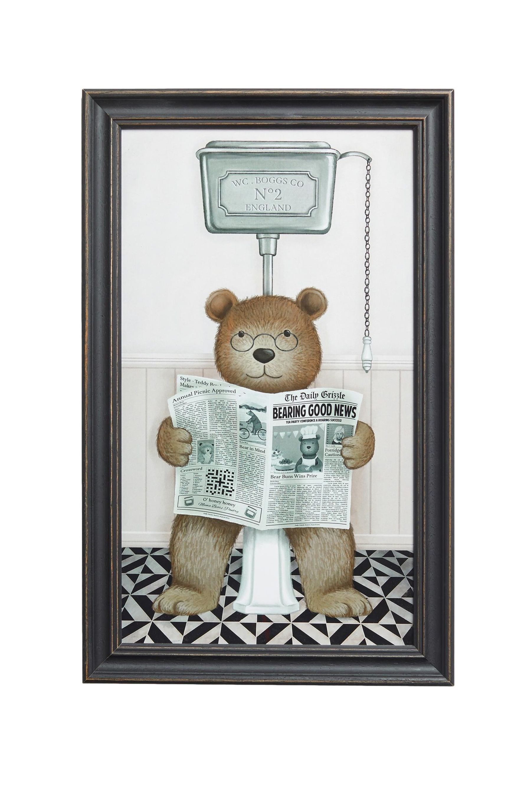 Next Wanddekoobjekt Gerahmte Wandkunst, Bertie Bär auf dem Klo