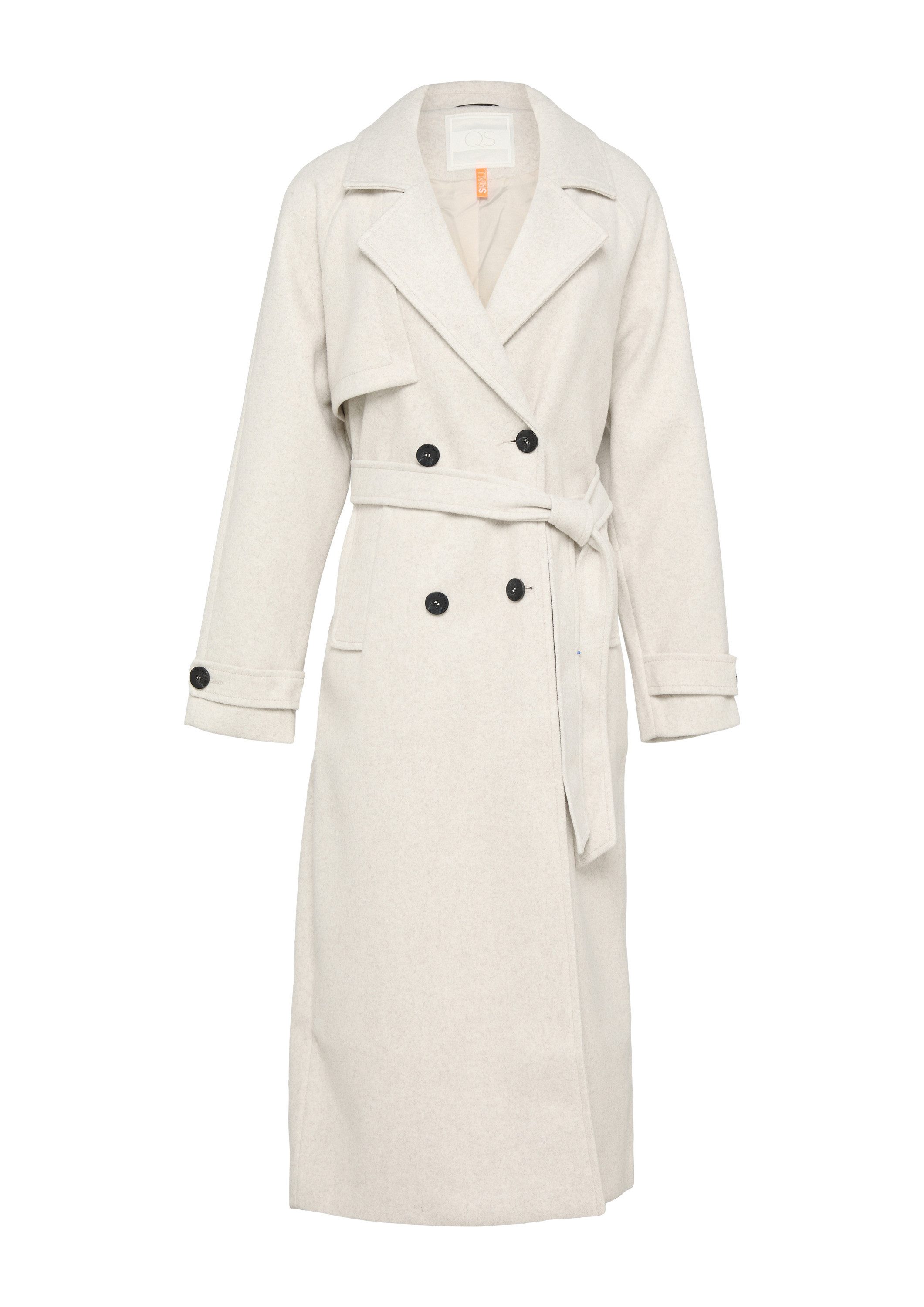 QS Trenchcoat Outdoor-Mantel Trenchcoat in Wolloptik günstig online kaufen