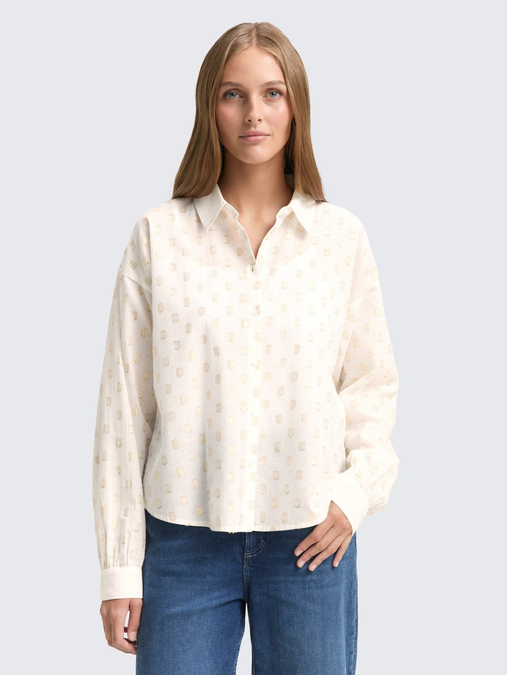 TOM TAILOR Denim Langarmbluse Blusen & Shirts Hemdbluse mit Glitzer-Punktem günstig online kaufen